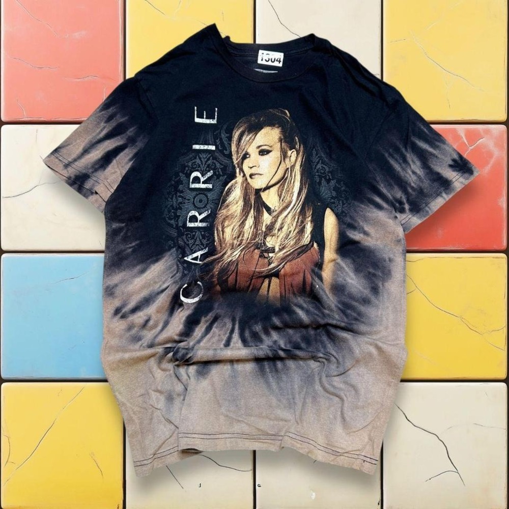 VTG Carrie Underwood Country Band Tee Y2K Men S Black Sun Fade Tie Dye Concert